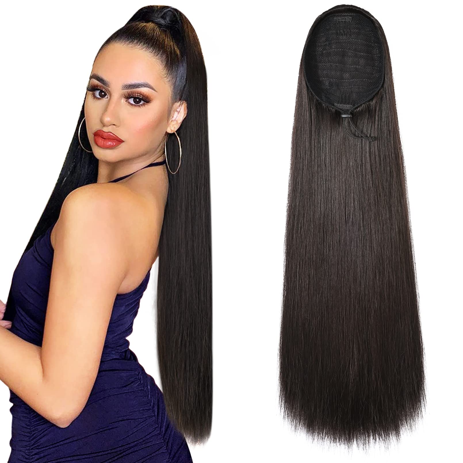 Seamless Clip In Hair Extensions Human Hair - Pferdeschwanz-Extensions aus 100 % Echthaar mit