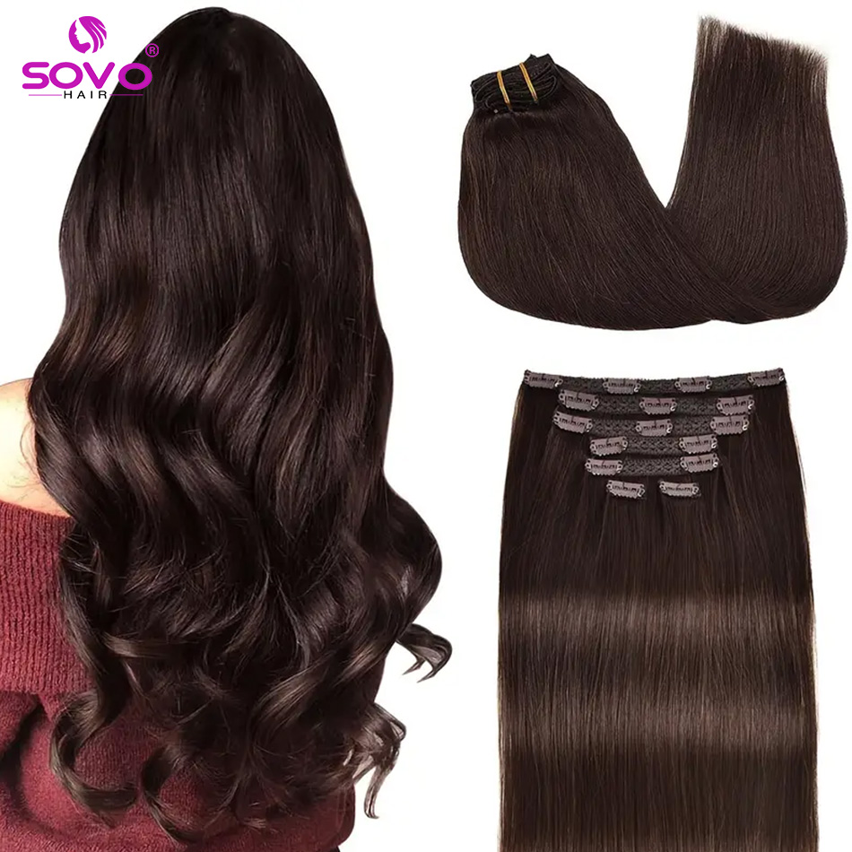 Seamless Clip In Hair Extensions Human Hair - Clip-In-Haarverlängerungen, 100 % echtes menschliches Remy-Haar,