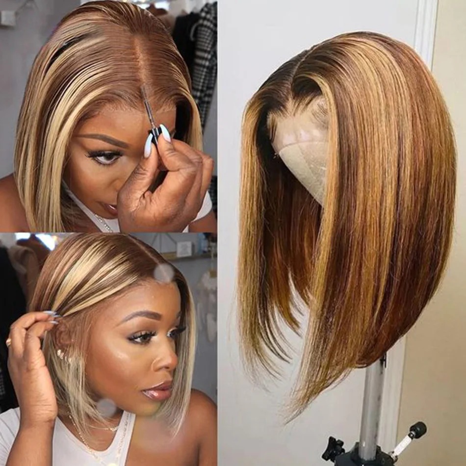 Highlight Blonde Perücke, kurz – Pre Parted 13X4 Lace Front Bob Wig Bewertung und Preis