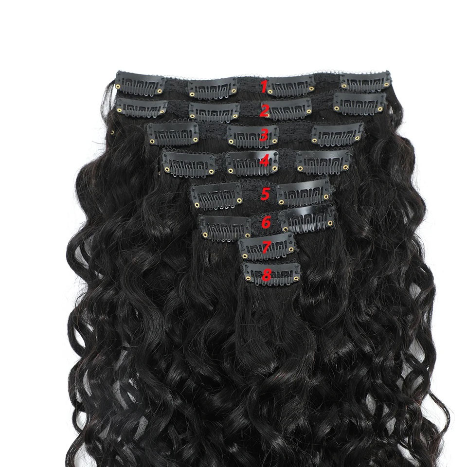 8-24 Zoll Wasserwellen-Locken- – Seamless Clip In Hair Extensions Human Hair Bewertung und Preis