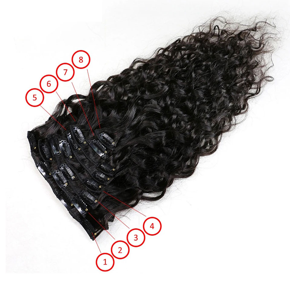 8-24 Zoll Wasserwellen-Locken- – Seamless Clip In Hair Extensions Human Hair Bewertung und Preis